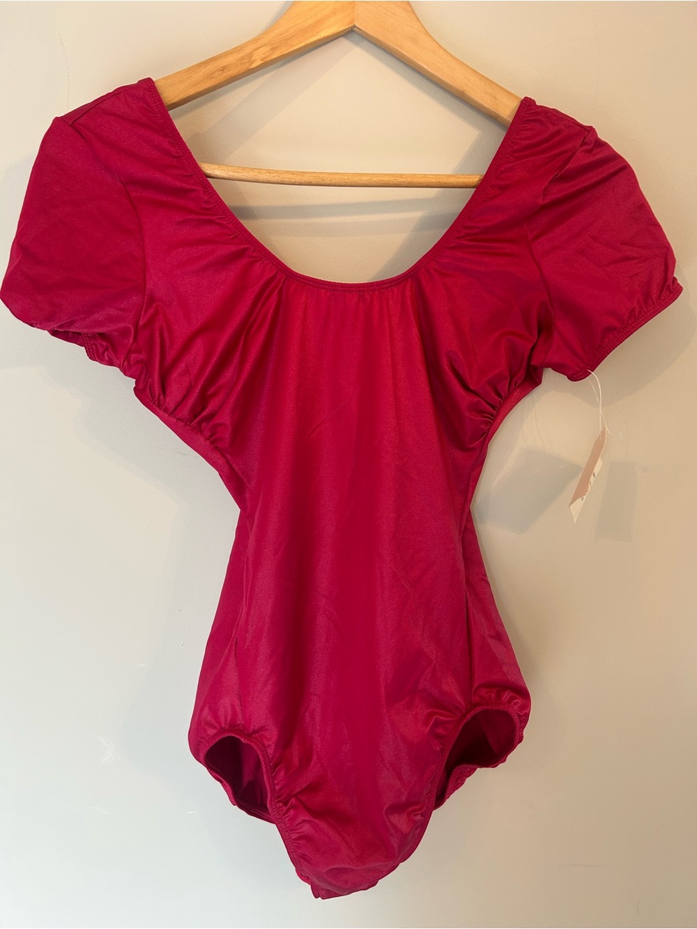 Vintage 80s Deadstock Bodysuit Woodwards Danskin Short Sleeve Scoop Neck Leotard
